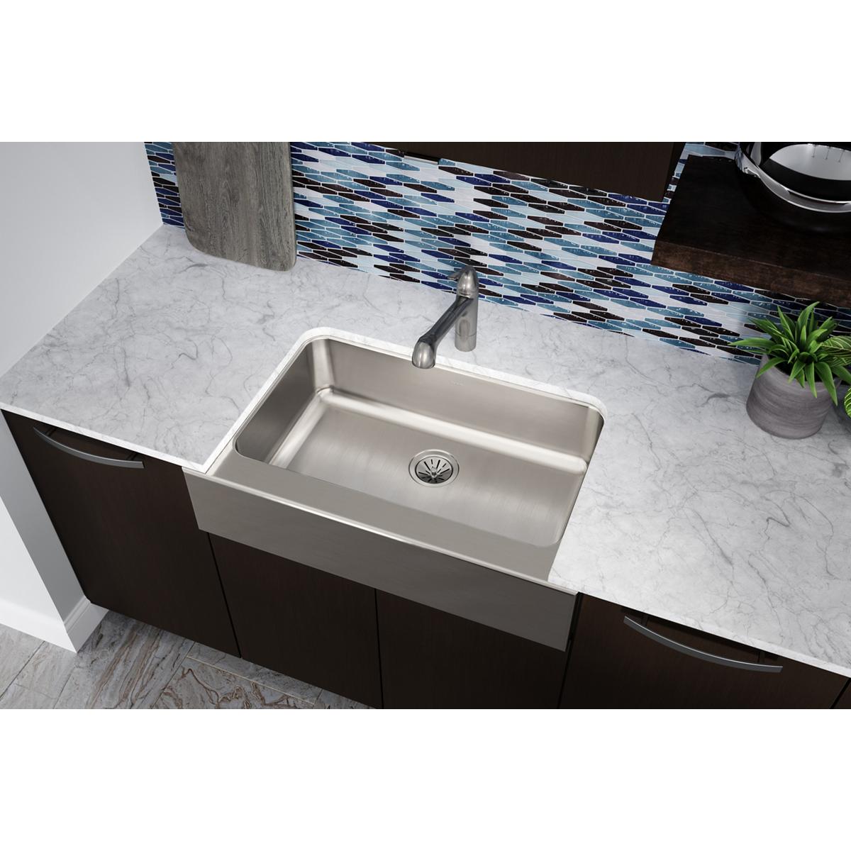 Elkay Lustertone Classic 33" Stainless Steel Farmhouse Kitchen Sink, Lustrous Satin, ELUHFS2816 - The Sink Boutique