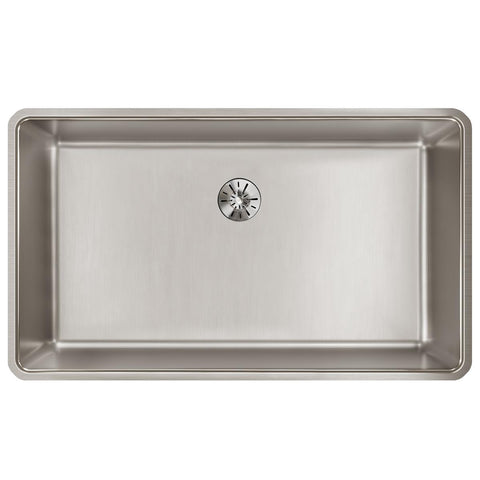 Elkay Lustertone Iconix 33" Stainless Steel Kitchen Sink, Luminous Satin, ELUHH3017TPD