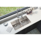 Elkay Lustertone Iconix 33" Stainless Steel Kitchen Sink, 50/50 Double Bowl, Luminous Satin, ELUHH3118TPD - The Sink Boutique