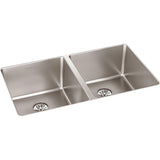 Elkay Lustertone Iconix 33" Stainless Steel Kitchen Sink, 50/50 Double Bowl, Luminous Satin, ELUHH3118TPD - The Sink Boutique