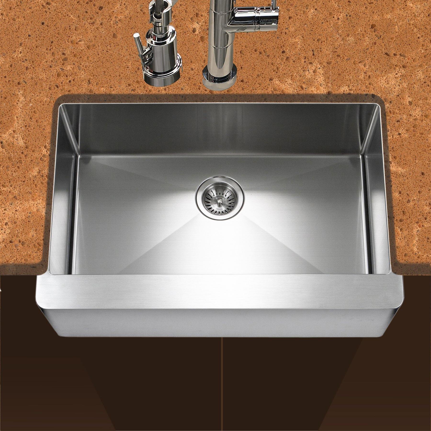 Houzer 30" Stainless Steel Premium Farmhouse Apron Front Kitchen Sink, ENS-3020 - The Sink Boutique