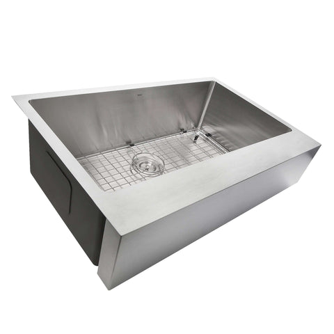 Nantucket Sinks Pro Series 33" 304 Stainless Steel Farmhouse Sink with Accessories, EZApron33-9