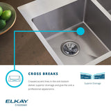 Elkay Crosstown 33" Stainless Steel Kitchen Sink, 55/45 Double Bowl, Sink Kit, Polished Satin, ECTSRO33229RTBG2 - The Sink Boutique