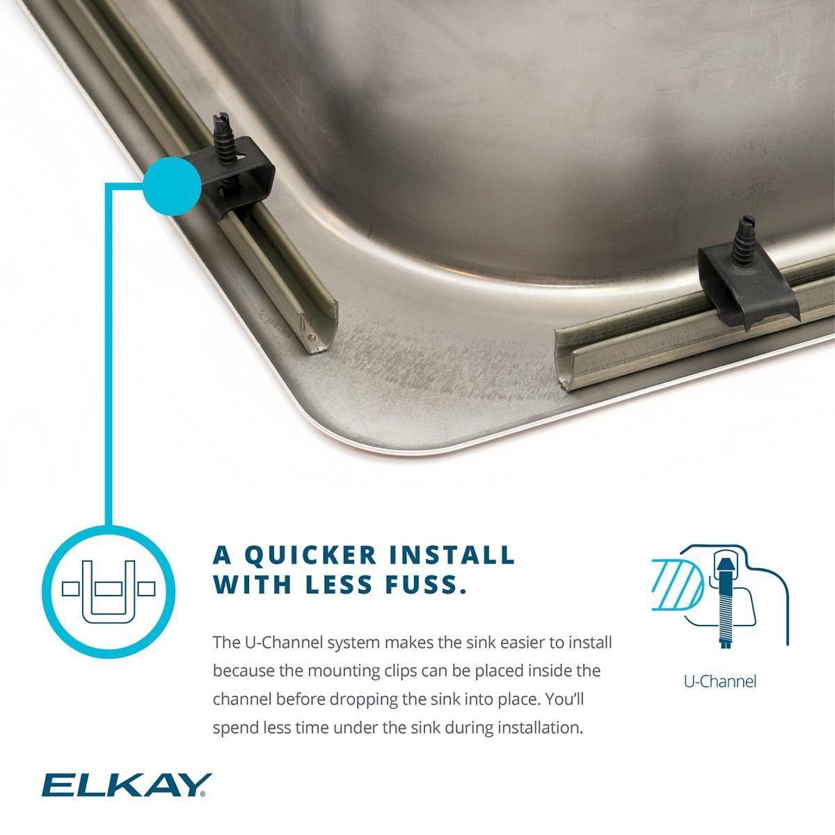 Elkay Lustertone 33" Stainless Steel Kitchen Sink, Lustrous Satin, DLRS3322103 - The Sink Boutique