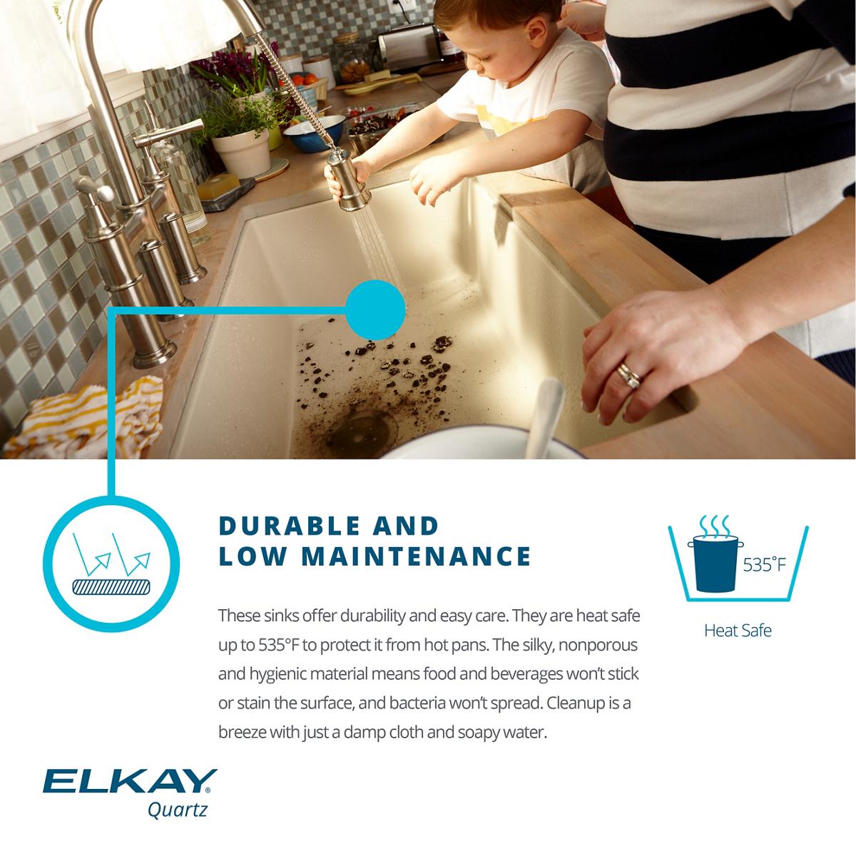 Elkay Classic 33" Quartz Kitchen Sink, 50/50 Double Bowl, Black, ELGDULB3322BK0 - The Sink Boutique