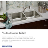 Elkay Dayton 33" Stainless Steel Kitchen Sink, 50/50 Double Bowl, Satin, D233224 - The Sink Boutique