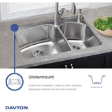 Elkay Dayton 32" Stainless Steel Kitchen Sink, 50/50 Double Bowl, Radiant Satin, DXUH312010R - The Sink Boutique