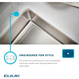 Elkay Lustertone Iconix 33" Stainless Steel Kitchen Sink, Luminous Satin, ELUHH3017TPD - The Sink Boutique