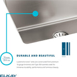 Elkay Lustertone Iconix 16" Stainless Steel Kitchen Sink, Luminous Satin, ELUHH1316TPD - The Sink Boutique
