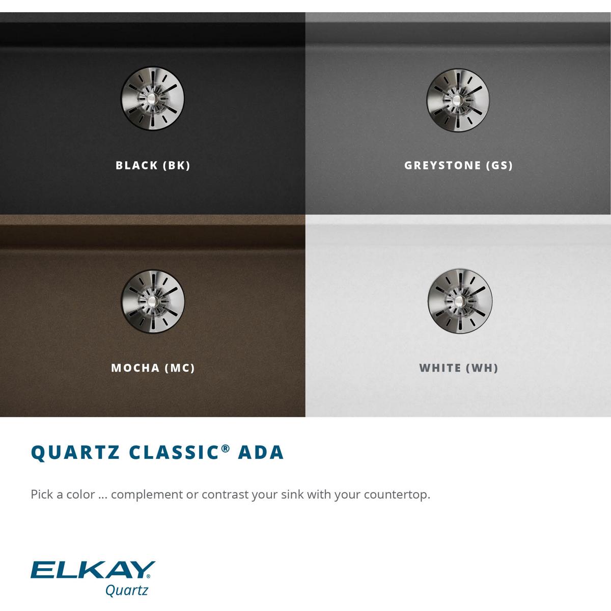 Elkay Classic 33" Quartz Kitchen Sink, 50/50 Double Bowl, White, ELGAD3322PDWH0 - The Sink Boutique