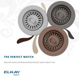 Elkay LKQD35GR Polymer 3-1/2" Disposer Flange with Removable Basket Strainer and Rubber Stopper Greige - The Sink Boutique