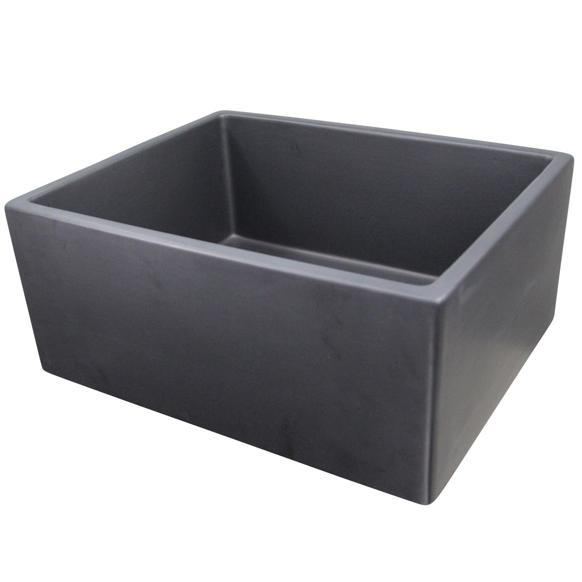 Nantucket Sinks Vineyard 23" Fireclay Farmhouse Sink, Matte Black, FCFS2418S-MatteBlack - The Sink Boutique