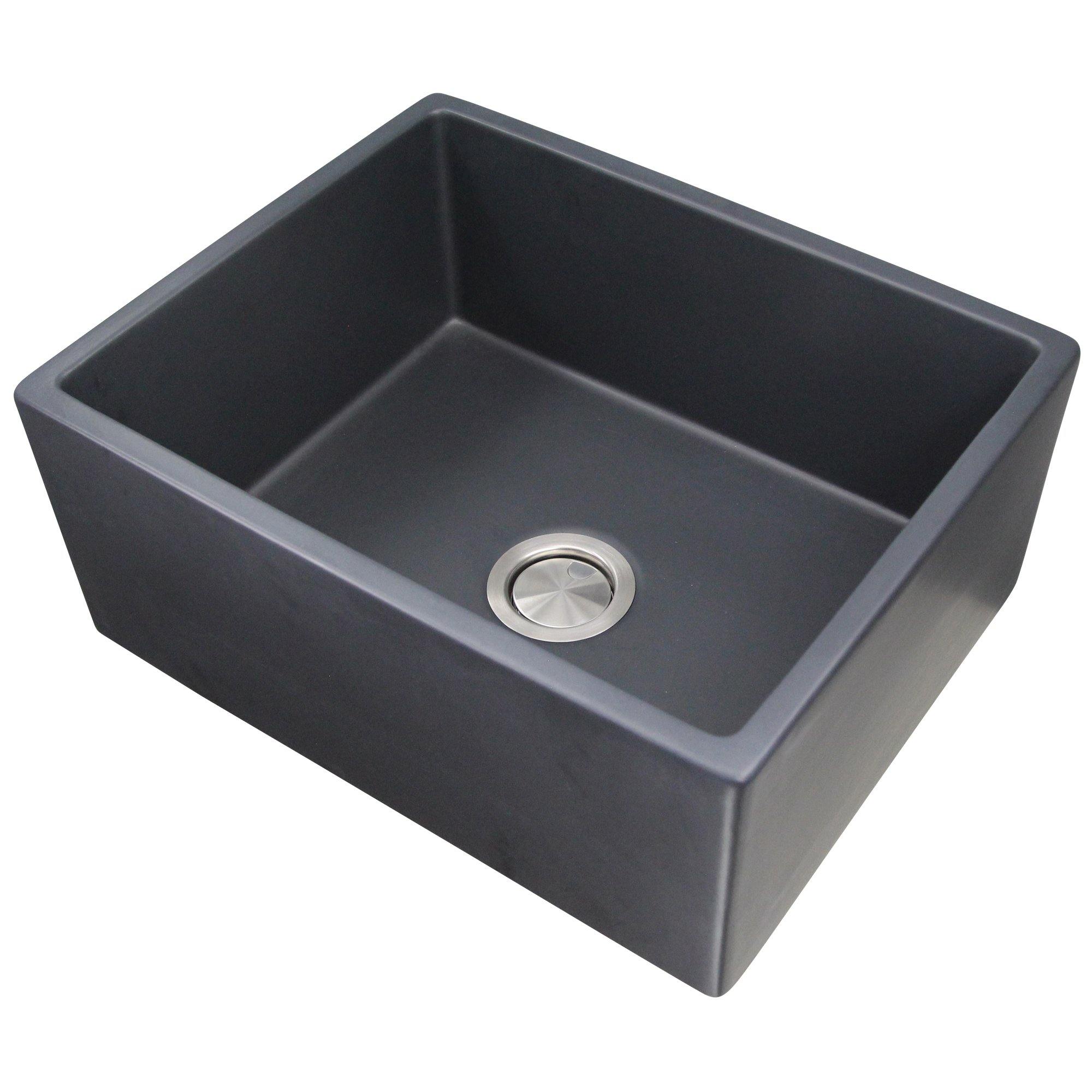 Nantucket Sinks Vineyard 23" Fireclay Farmhouse Sink, Matte Black, FCFS2418S-MatteBlack - The Sink Boutique