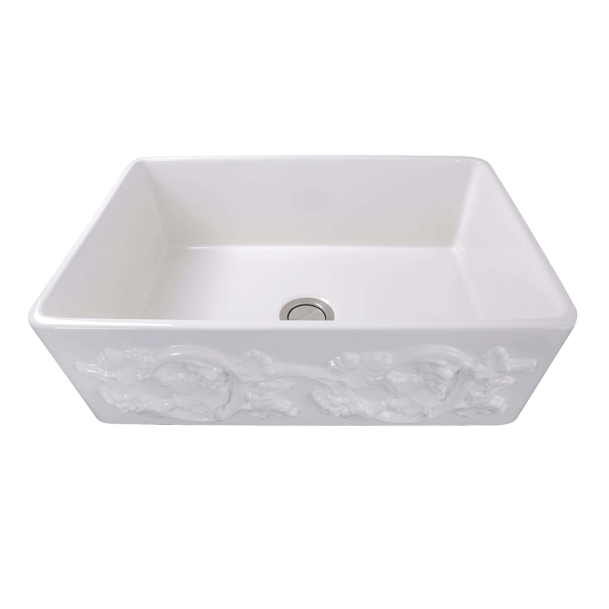 Nantucket Sinks Vineyard 30" Fireclay Farmhouse Sink, White, FCFS3020S-Grapes