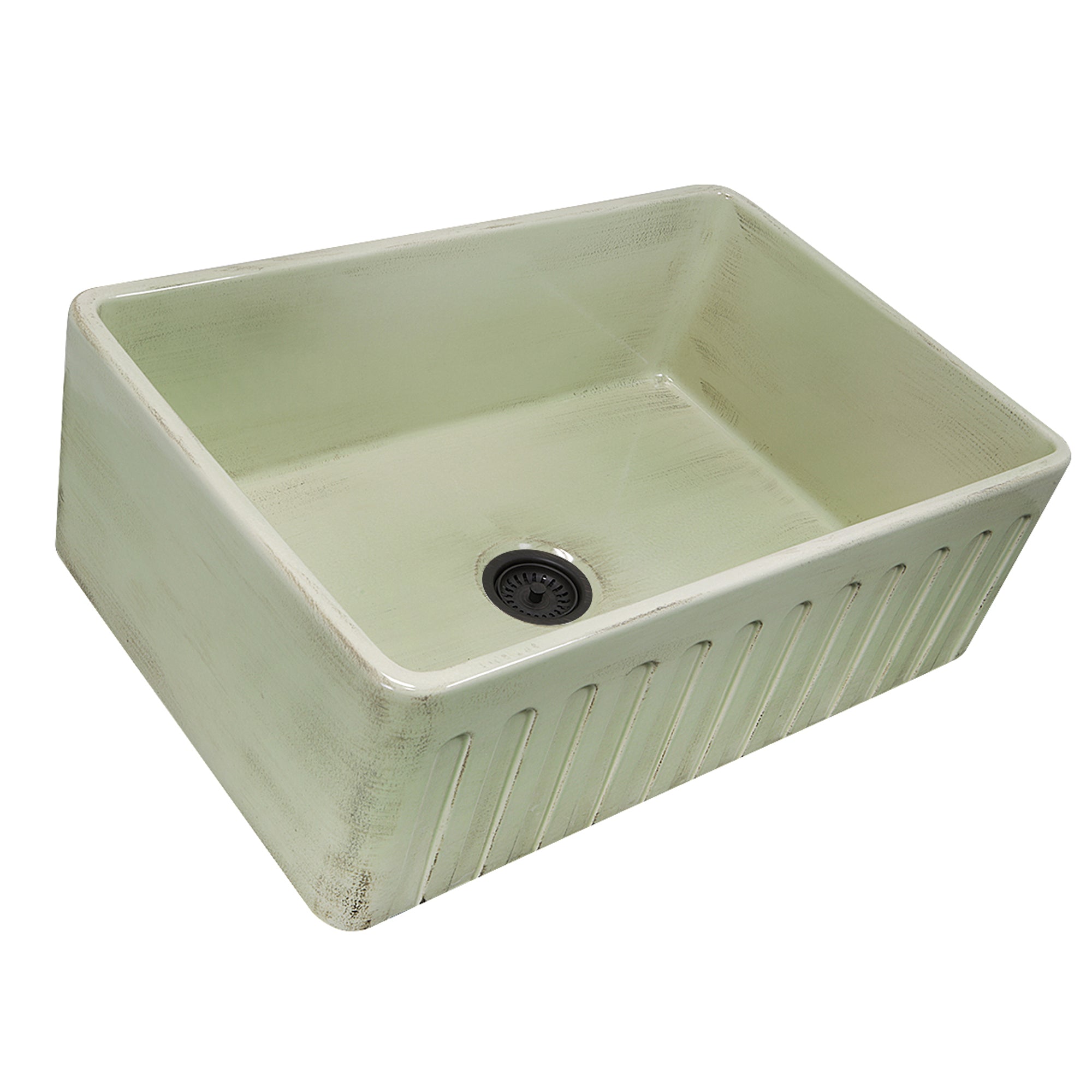 Nantucket Sinks Vineyard 30" Fireclay Farmhouse Sink, Light Green, FCFS3020S-ShabbyGreen - The Sink Boutique