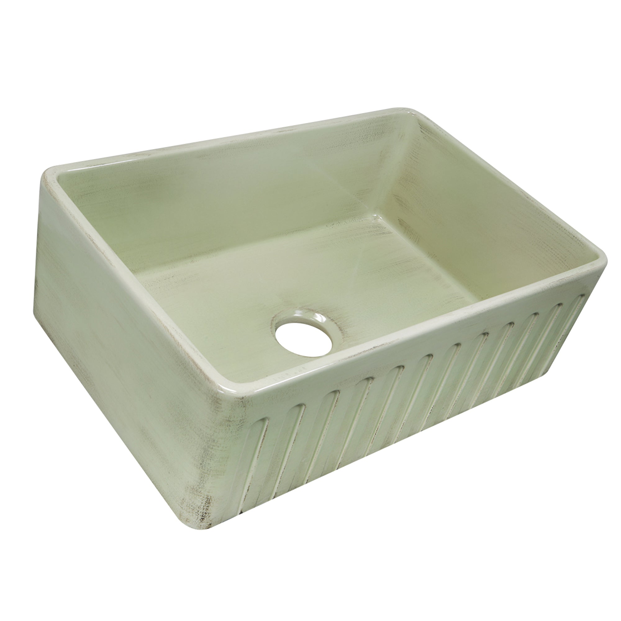 Nantucket Sinks Vineyard 30" Fireclay Farmhouse Sink, Light Green, FCFS3020S-ShabbyGreen - The Sink Boutique