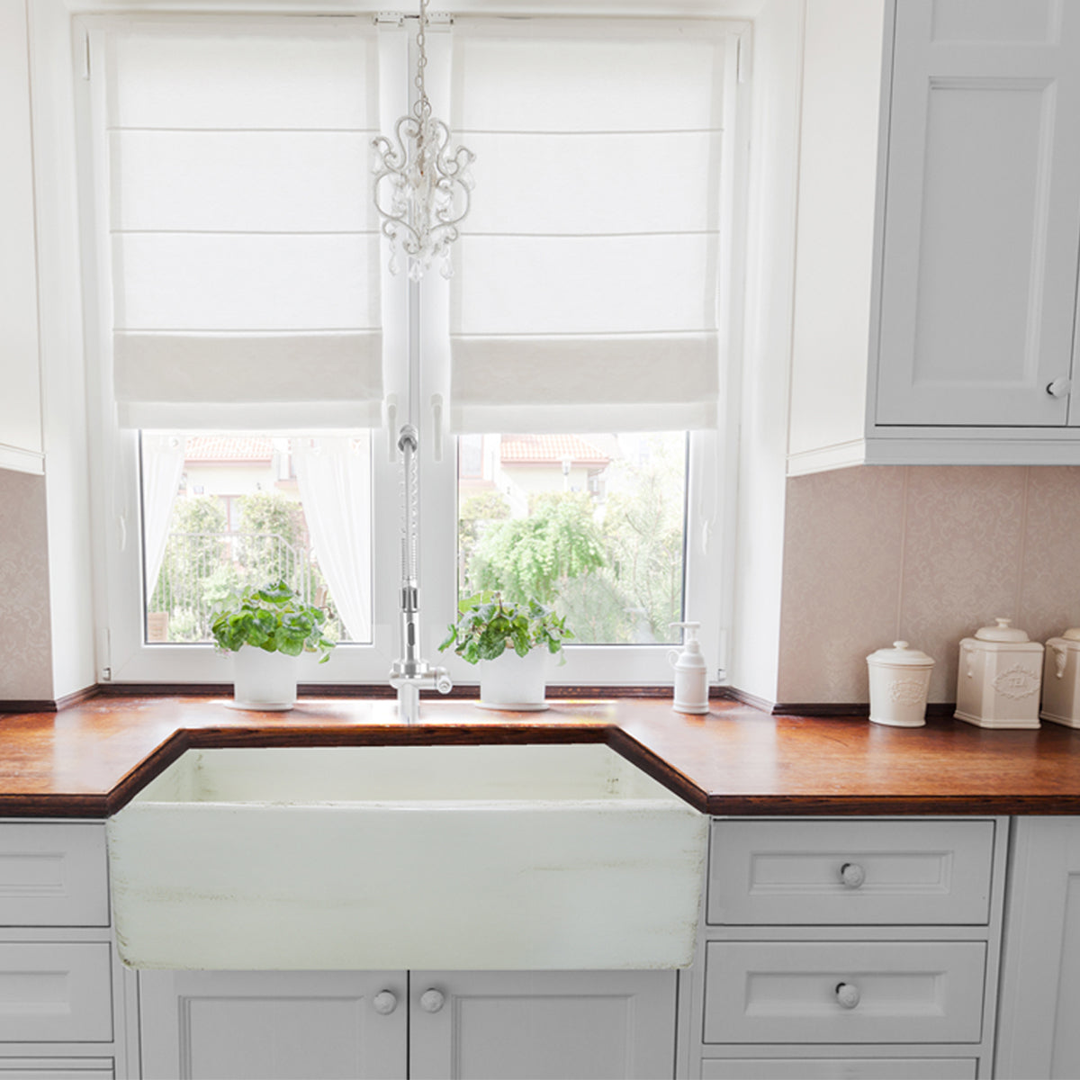 Nantucket Sinks Vineyard 30" Fireclay Farmhouse Sink, Pale Yellow, FCFS3020S-ShabbyStraw