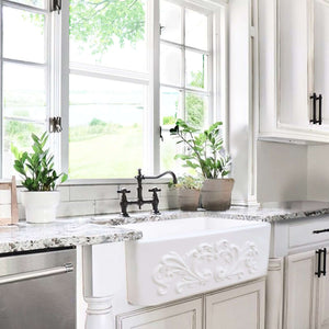 Alternate Image for Nantucket Sinks Vineyard 30" Fireclay Farmhouse Sink, White, FCFS3020S-Filigree