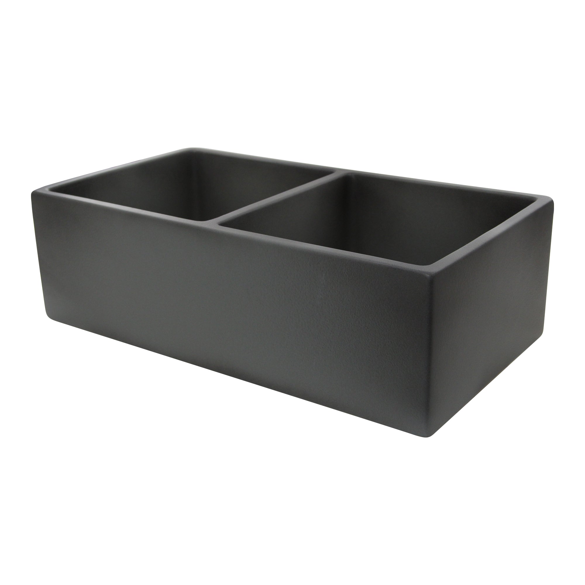 Nantucket Sinks Vineyard 33" Fireclay Farmhouse Sink, Double Bowl, Gray, FCFS3318D-Concrete - The Sink Boutique