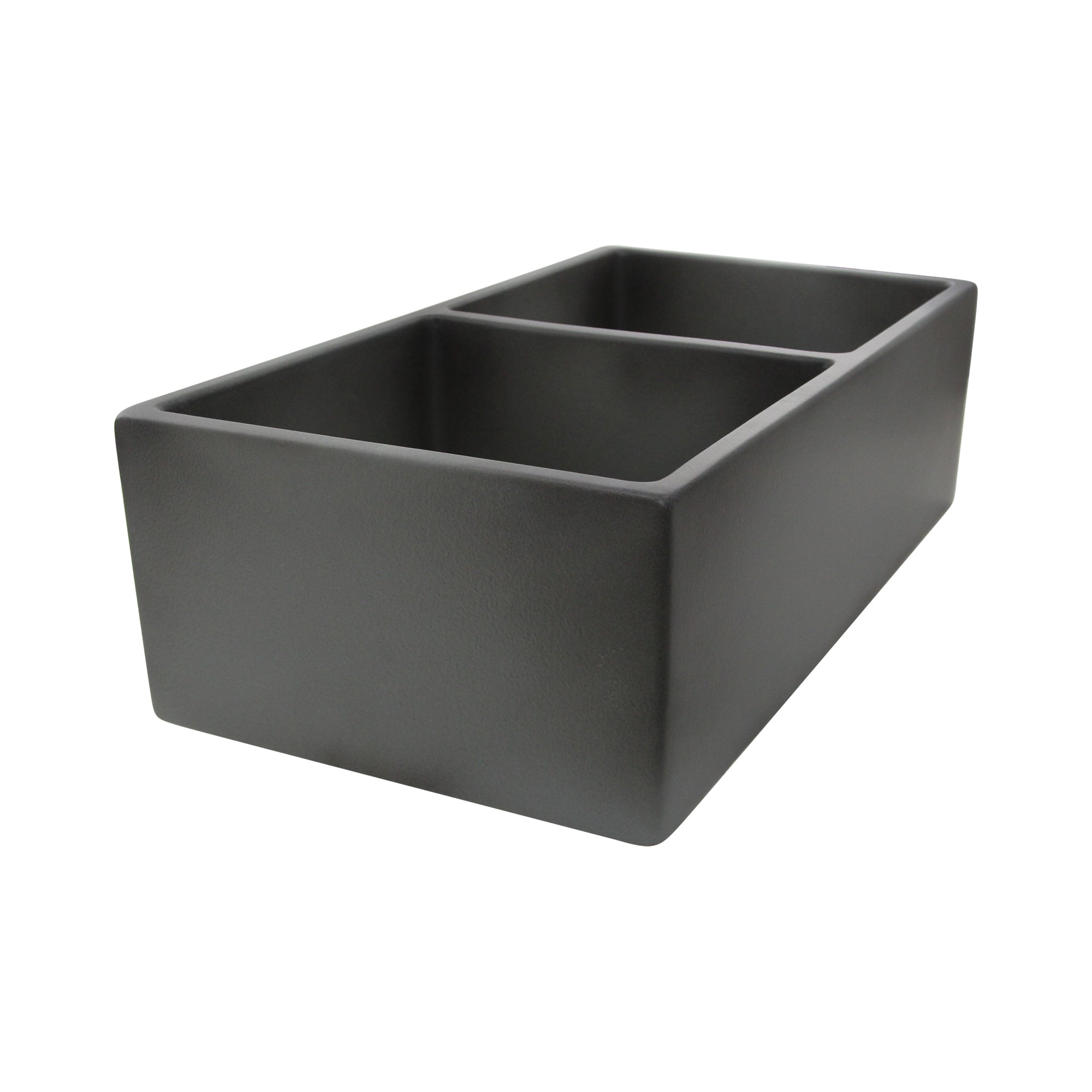 Nantucket Sinks Vineyard 33" Fireclay Farmhouse Sink, Double Bowl, Gray, FCFS3318D-Concrete - The Sink Boutique
