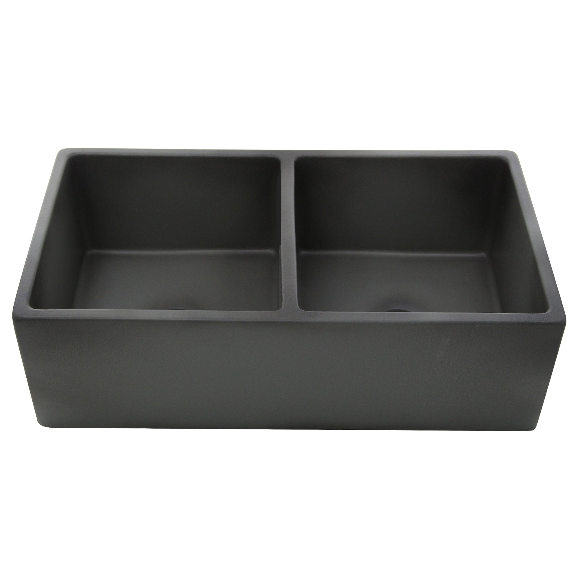 Nantucket Sinks Vineyard 33" Fireclay Farmhouse Sink, Double Bowl, Gray, FCFS3318D-Concrete - The Sink Boutique