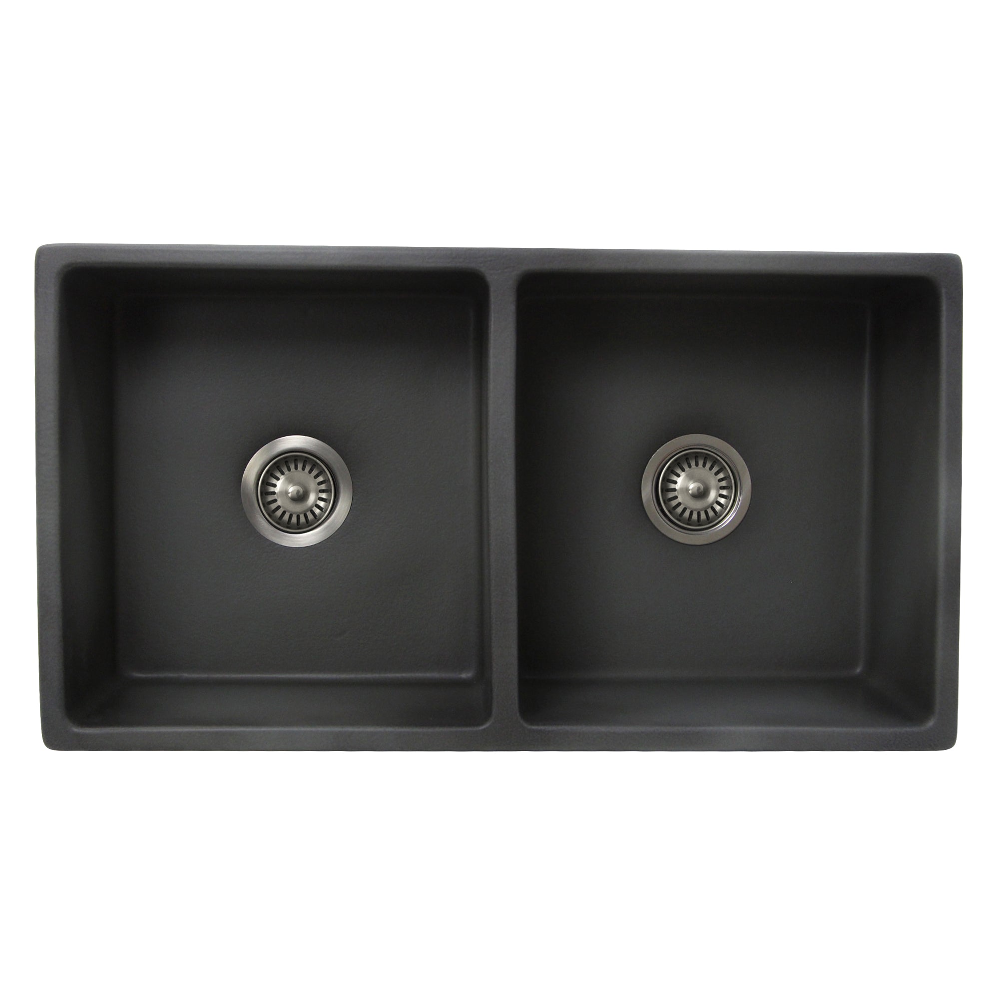 Nantucket Sinks Vineyard 33" Fireclay Farmhouse Sink, Double Bowl, Gray, FCFS3318D-Concrete - The Sink Boutique