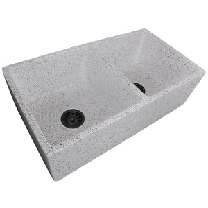 Alternate Image for Nantucket Sinks Vineyard 33" Fireclay Farmhouse Sink, Double Bowl, Various neutrals, FCFS3318D-PietraSarda