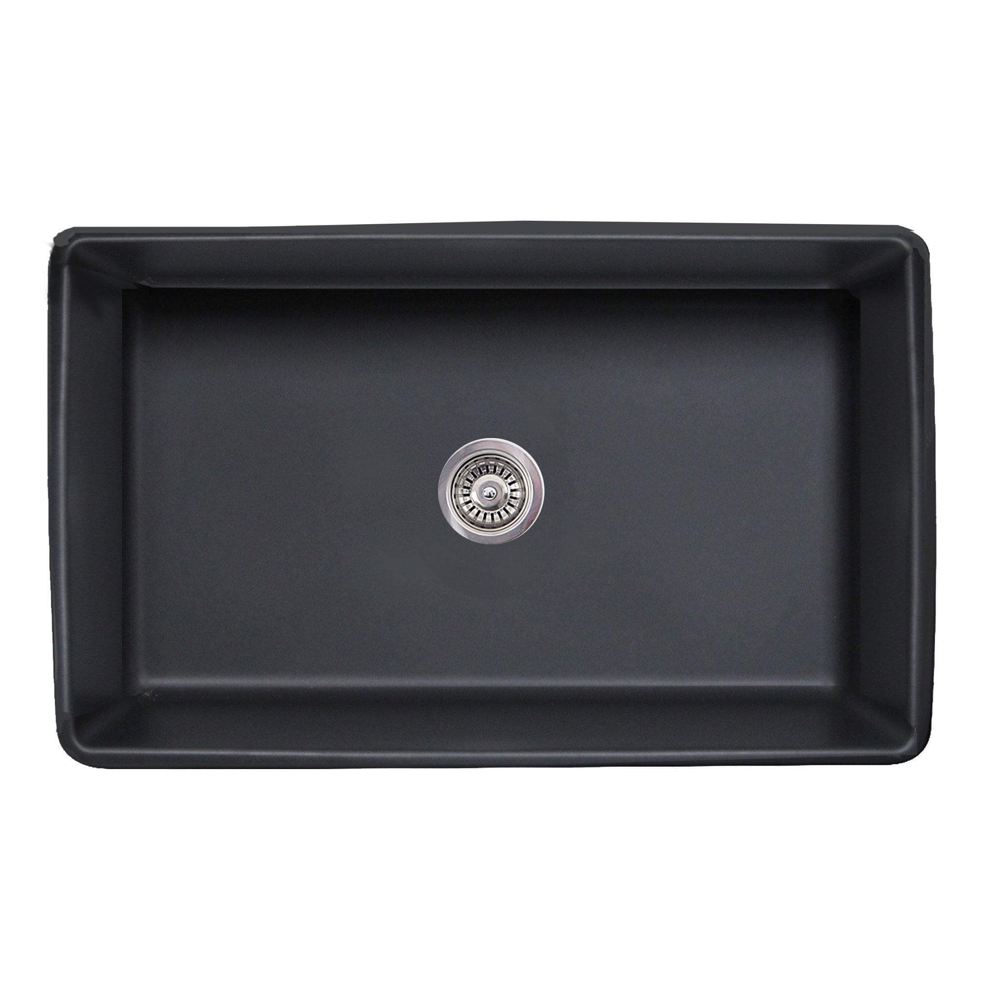 Nantucket Sinks Vineyard 33" Fireclay Farmhouse Sink, Matte Black, FCFS3320S-FiligreeMBL - The Sink Boutique