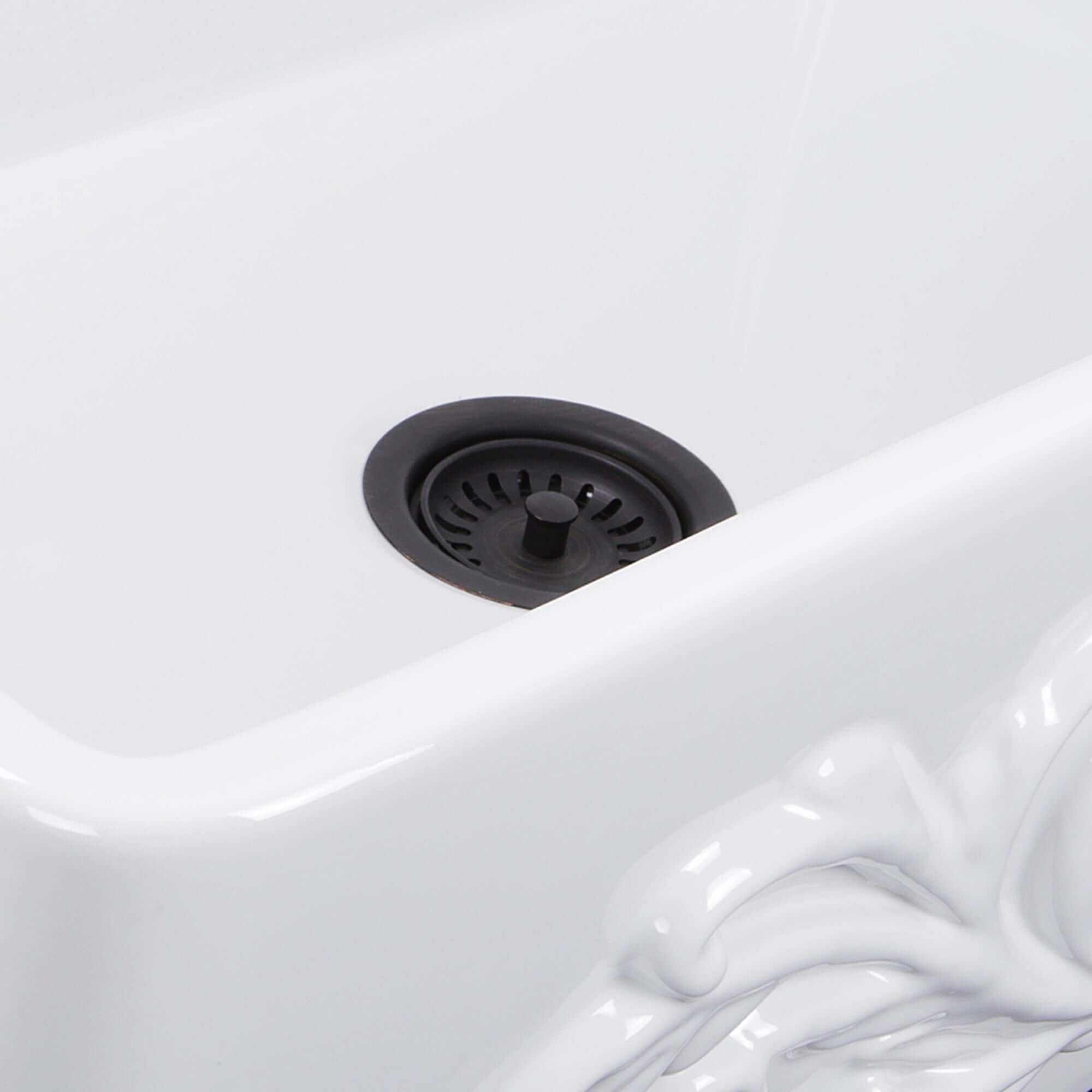 Nantucket Sinks Vineyard 33" Fireclay Farmhouse Sink, White, FCFS3320S-Filigree - The Sink Boutique