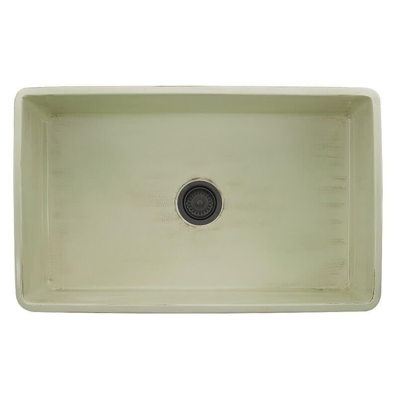 Nantucket Sinks Vineyard 33" Fireclay Farmhouse Sink, Light Green, FCFS3320S-ShabbyGreen - The Sink Boutique
