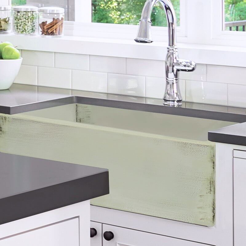 Nantucket Sinks Vineyard 33" Fireclay Farmhouse Sink, Light Green, FCFS3320S-ShabbyGreen - The Sink Boutique