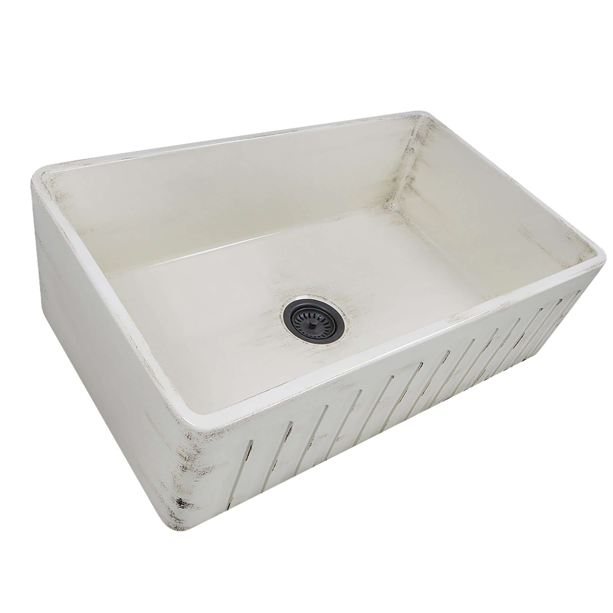 Nantucket Sinks Vineyard 33" Fireclay Farmhouse Sink, Pale Yellow, FCFS3320S-ShabbyStraw - The Sink Boutique