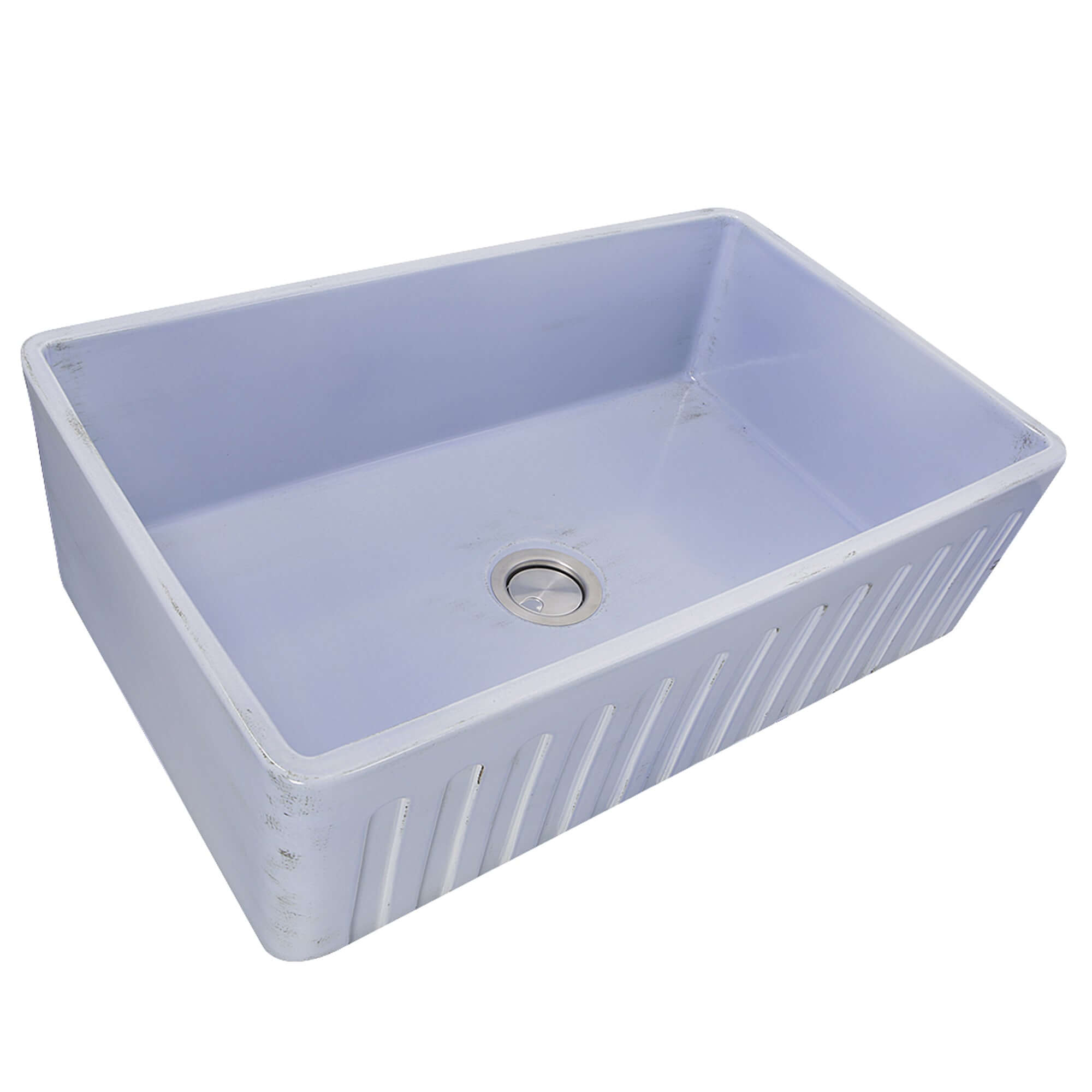 Nantucket Sinks Vineyard 33" Fireclay Farmhouse Sink, Light Blue, FCFS3320S-ShabbySugar - The Sink Boutique