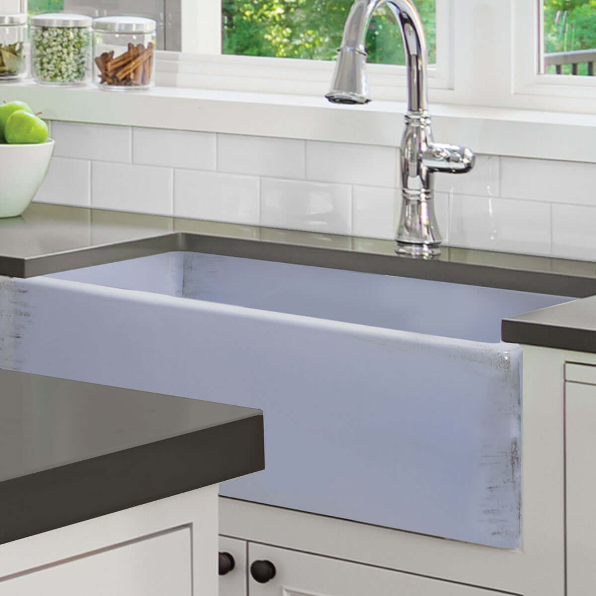 Nantucket Sinks Vineyard 33" Fireclay Farmhouse Sink, Light Blue, FCFS3320S-ShabbySugar - The Sink Boutique