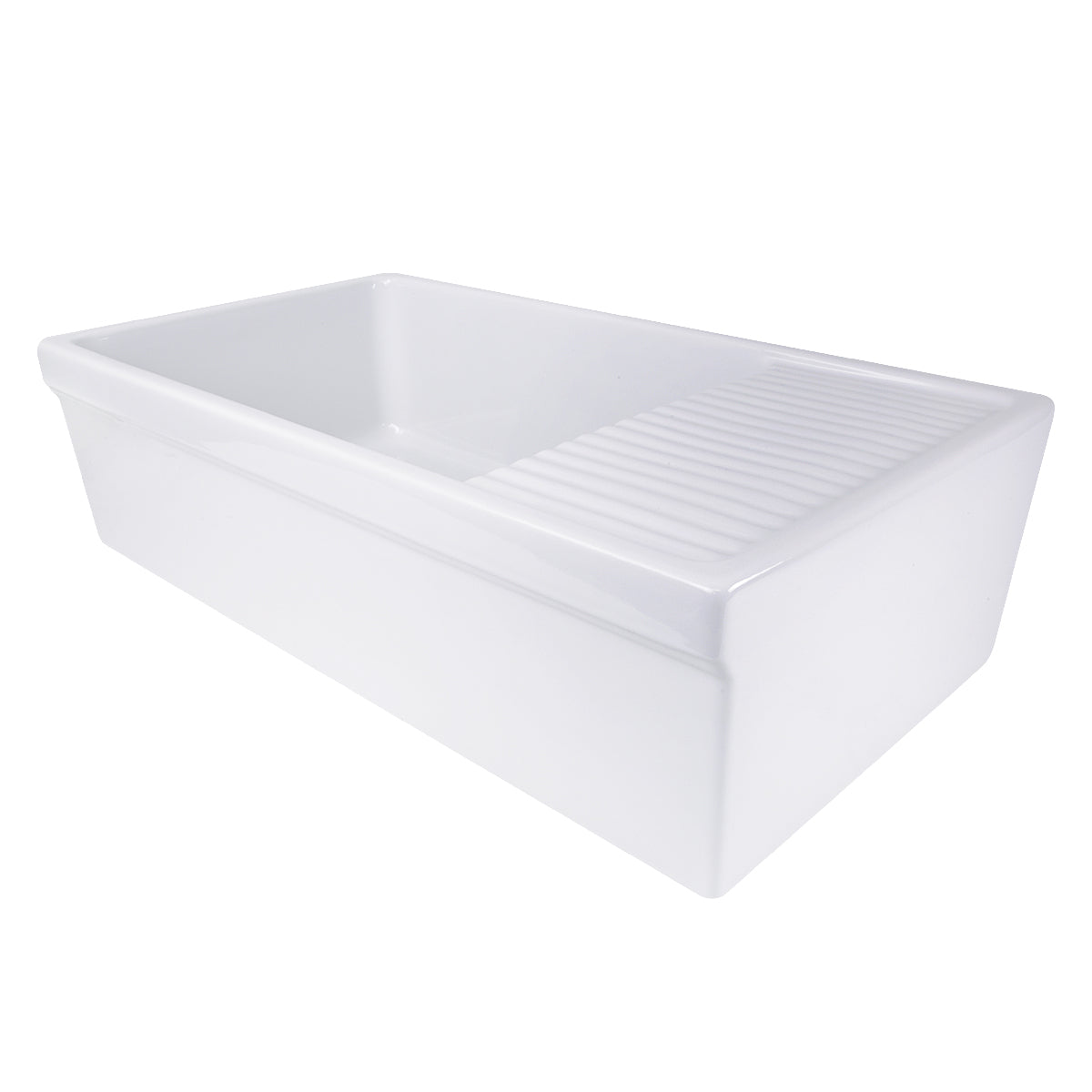 Nantucket Sinks Cape 36" Fireclay Farmhouse Sink, White, FCFS36-DB - The Sink Boutique