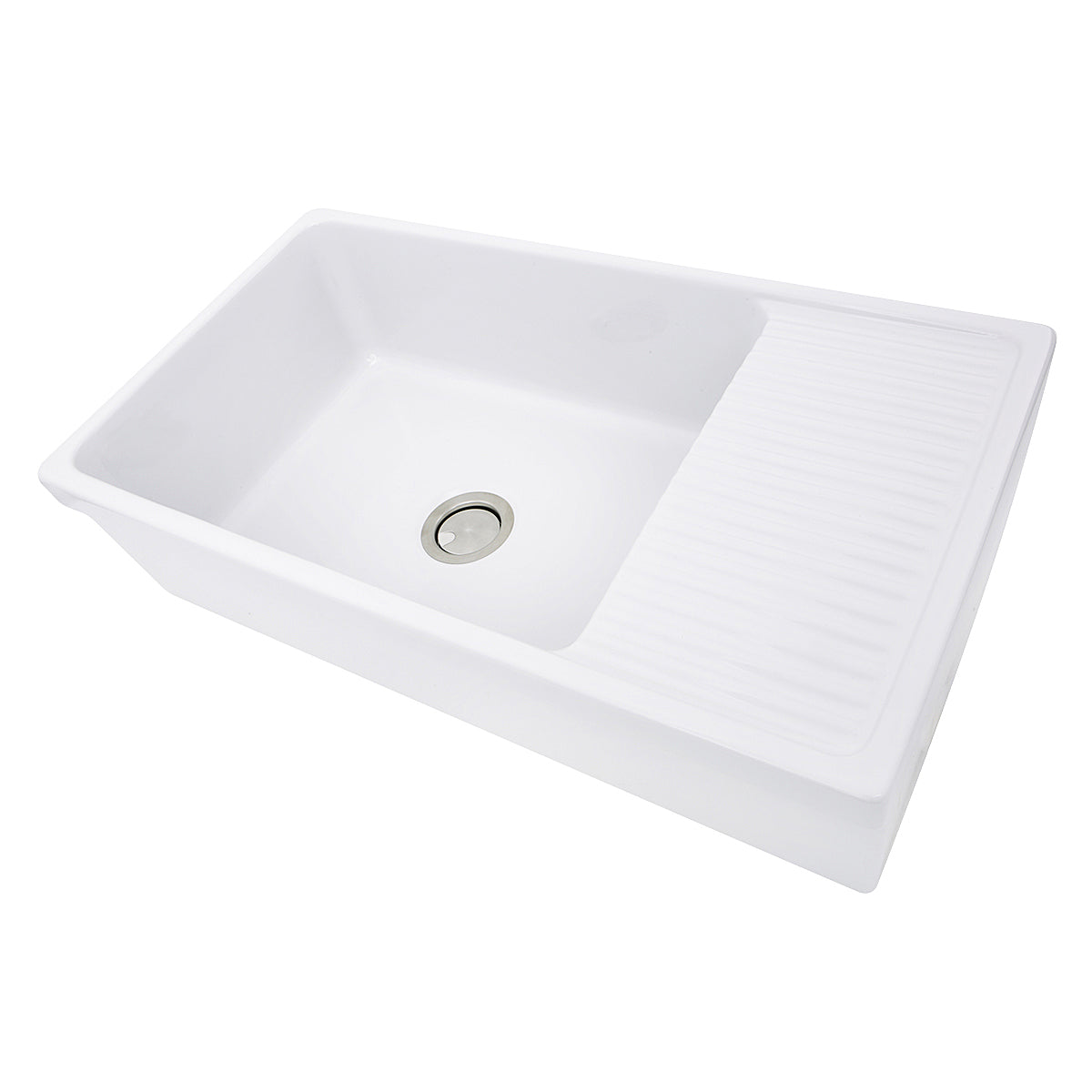 Nantucket Sinks Cape 36" Fireclay Farmhouse Sink, White, FCFS36-DB - The Sink Boutique