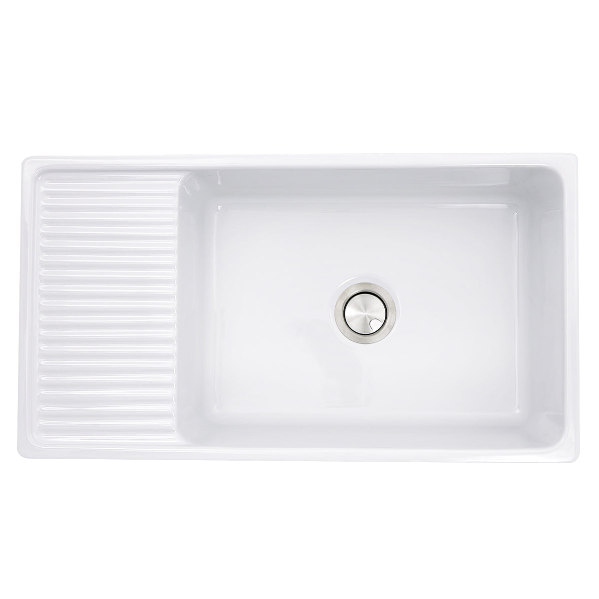Nantucket Sinks Cape 36" Fireclay Farmhouse Sink, White, FCFS36-DB - The Sink Boutique
