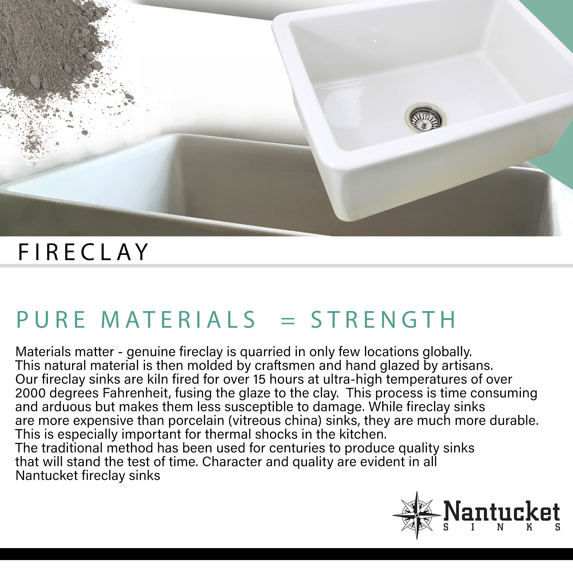 Alternate Image for Nantucket Sinks Cape 33" Fireclay Farmhouse Sink, 50/50 Double Bowl, Coffee Brown, T-FCFS33CB-DBL