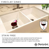 Nantucket Sinks Cape 36" Fireclay Farmhouse Sink with Accessories, White, T-FCFS36-DBL