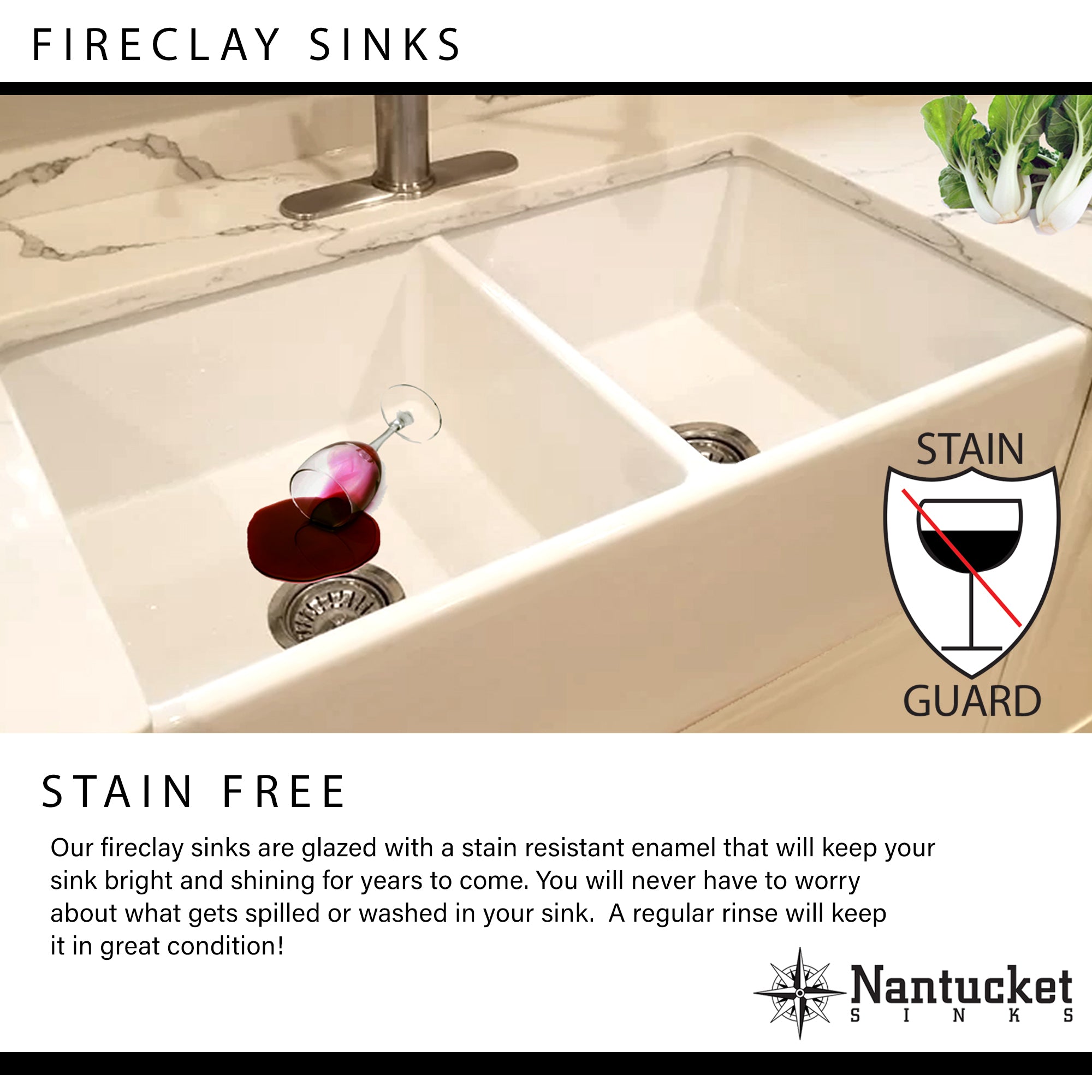 Nantucket Sinks Cape 40" Fireclay Farmhouse Sink, 50/50 Double Bowl, White, Hyannis-39-DBL - The Sink Boutique