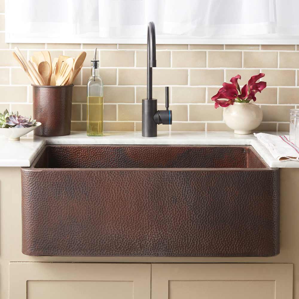 Native Trails 30" Copper Farmhouse Sink, Antique Copper, CPK294