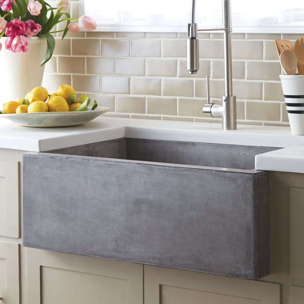 Native Trails 30" NativeStone Concrete Farmhouse Sink, Ash, NSK3018-A