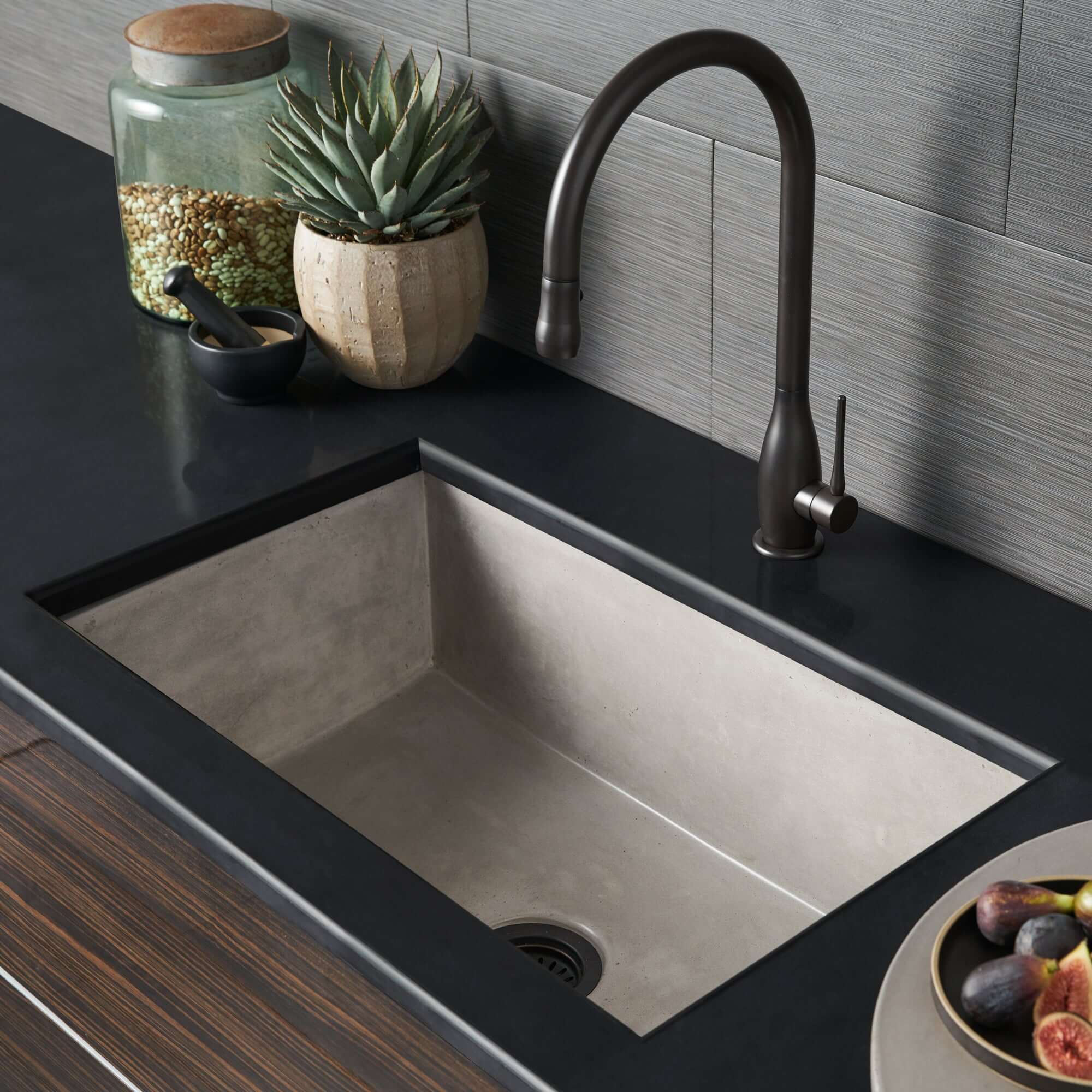 Native Trails 30" NativeStone Concrete Farmhouse Sink, Ash, NSK3018-A