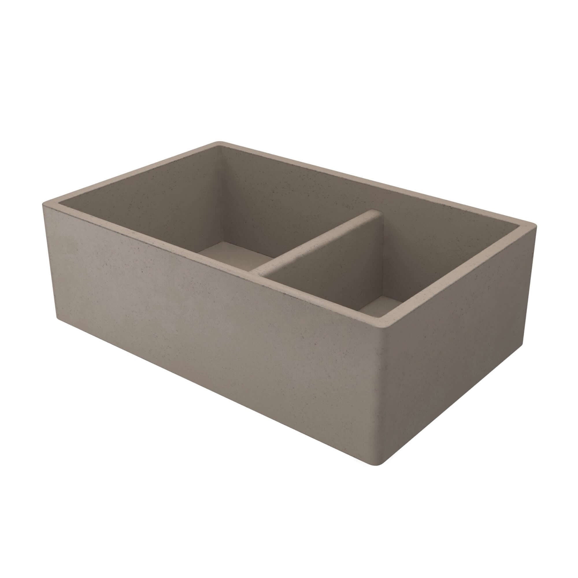 Native Trails Farmhouse Double Bowl 33" NativeStone Concrete Farmhouse Sink, 60/40 Double Bowl, Earth, NSKD3321-E