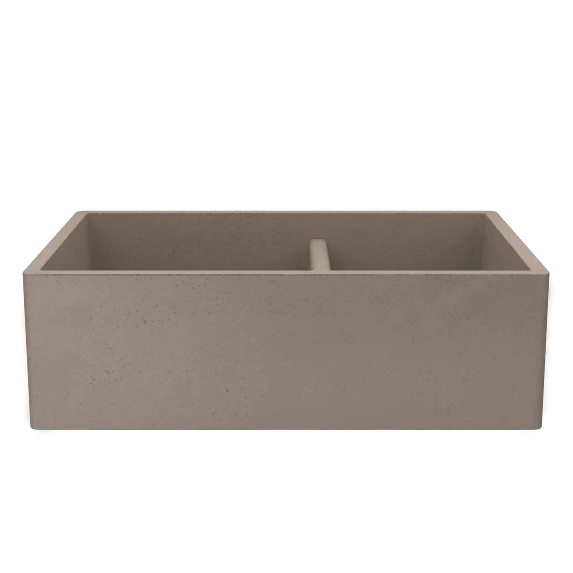 Native Trails Farmhouse Double Bowl 33" NativeStone Concrete Farmhouse Sink, 60/40 Double Bowl, Earth, NSKD3321-E