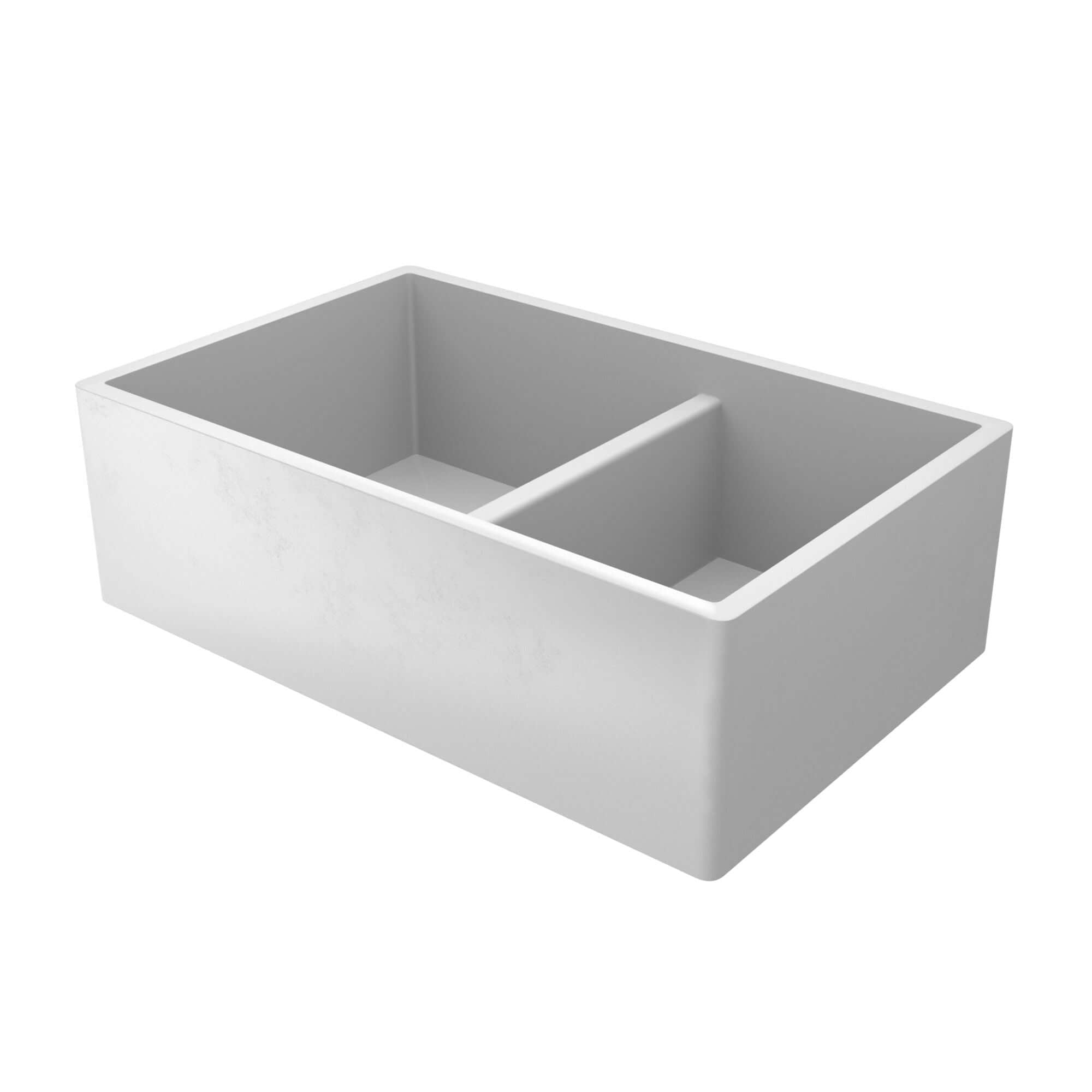 Native Trails Farmhouse Double Bowl 33" NativeStone Concrete Farmhouse Sink, 60/40 Double Bowl, Pearl, NSKD3321-P