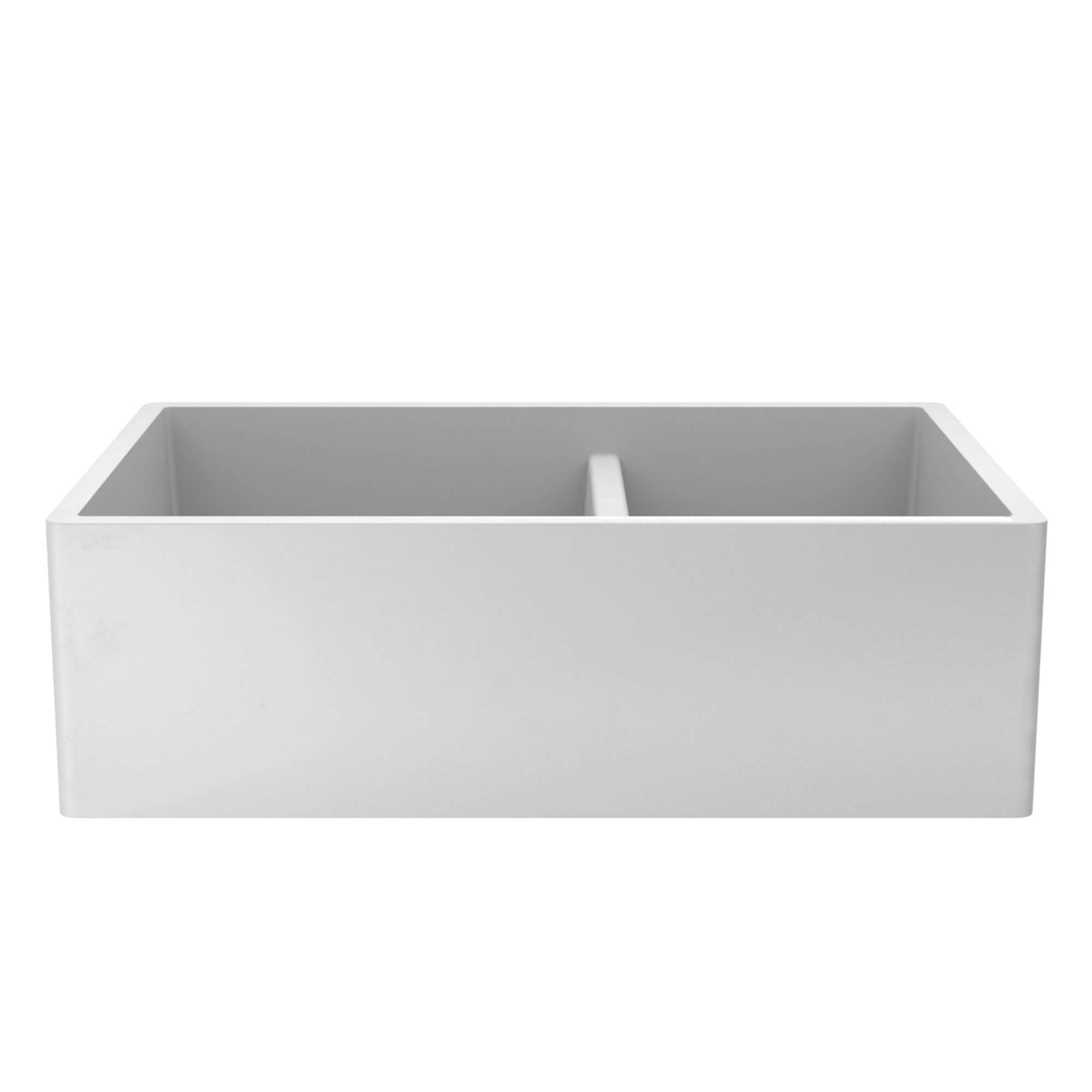 Native Trails Farmhouse Double Bowl 33" NativeStone Concrete Farmhouse Sink, 60/40 Double Bowl, Pearl, NSKD3321-P