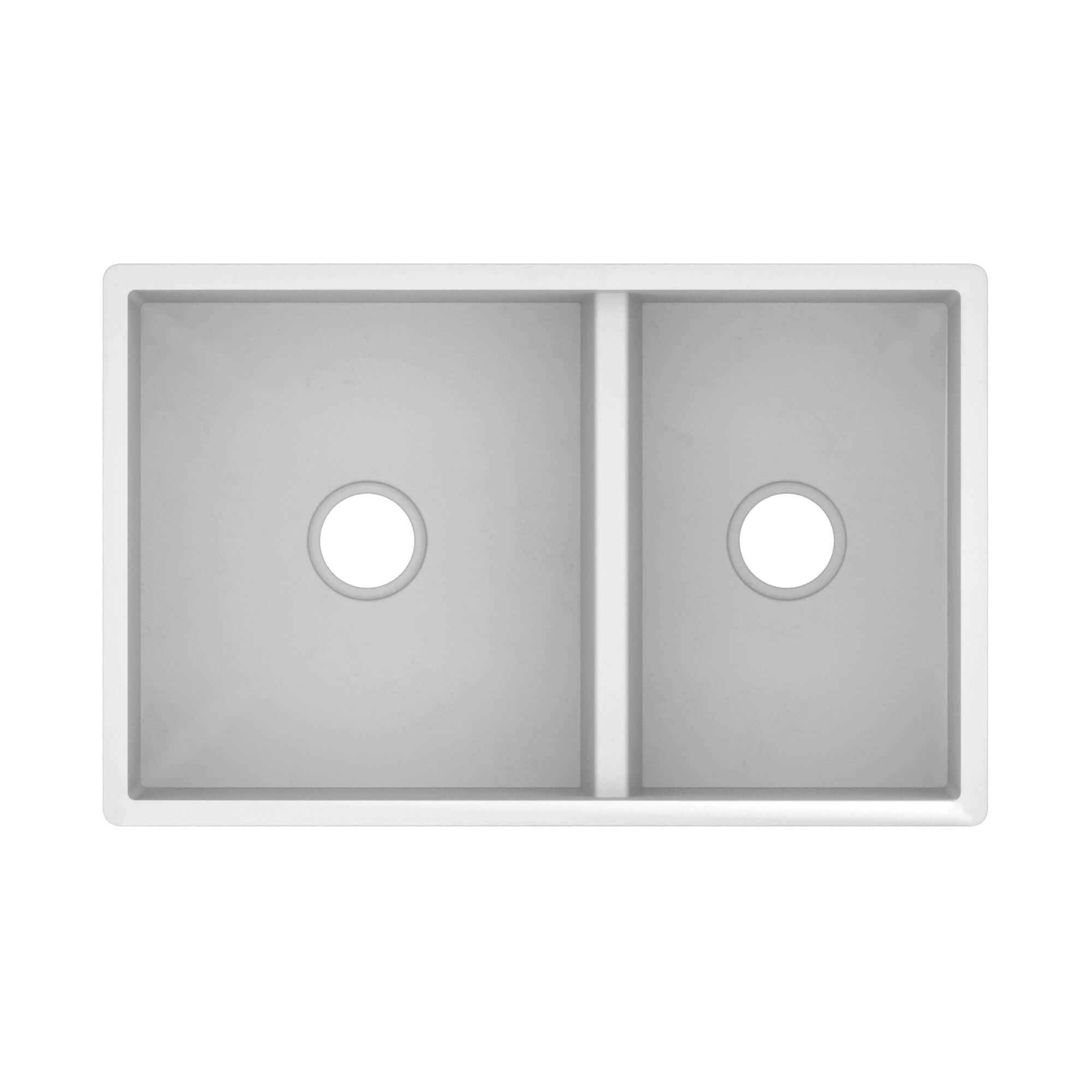 Native Trails Farmhouse Double Bowl 33" NativeStone Concrete Farmhouse Sink, 60/40 Double Bowl, Pearl, NSKD3321-P
