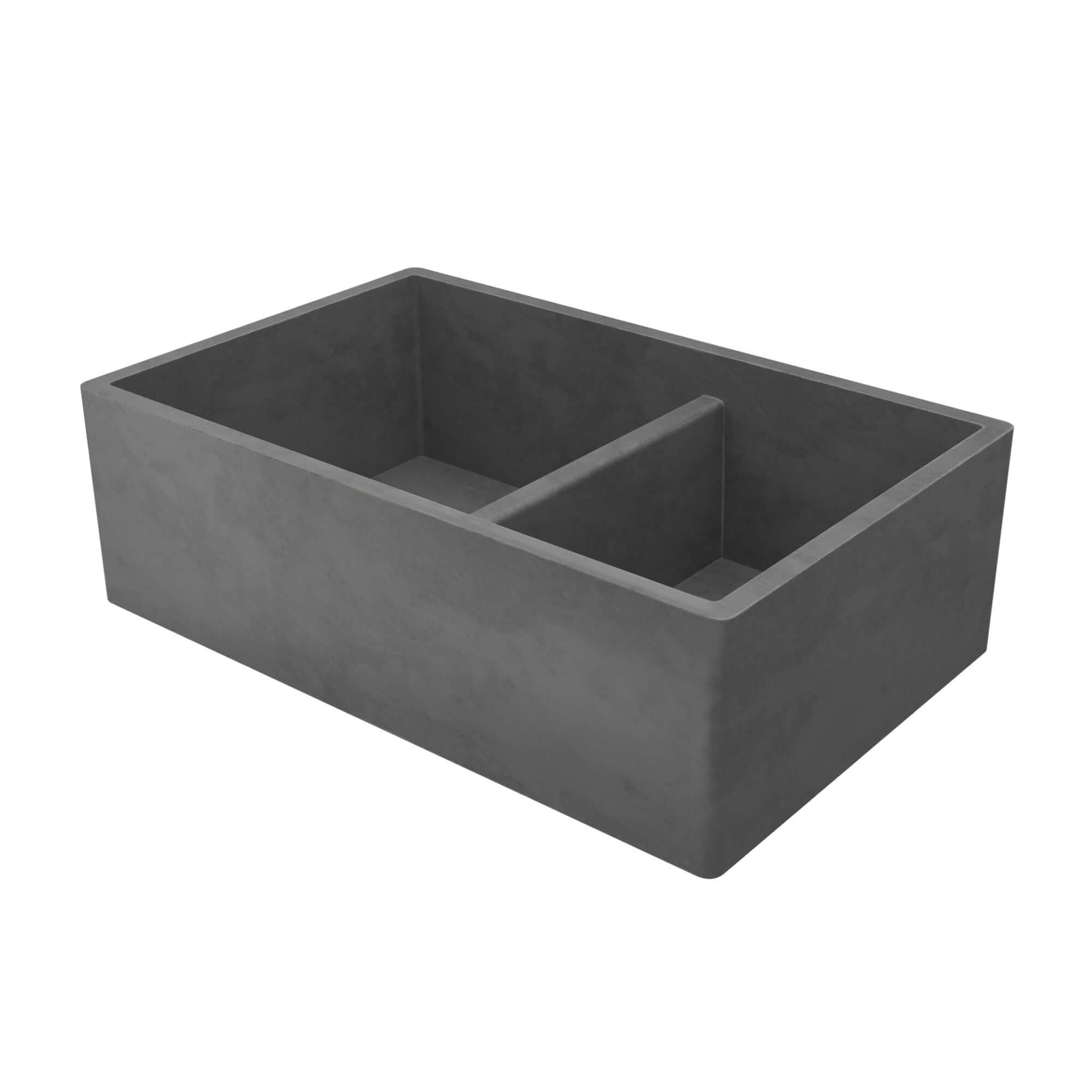 Native Trails Farmhouse Double Bowl 33" NativeStone Concrete Farmhouse Sink, 60/40 Double Bowl, Slate, NSKD3321-S