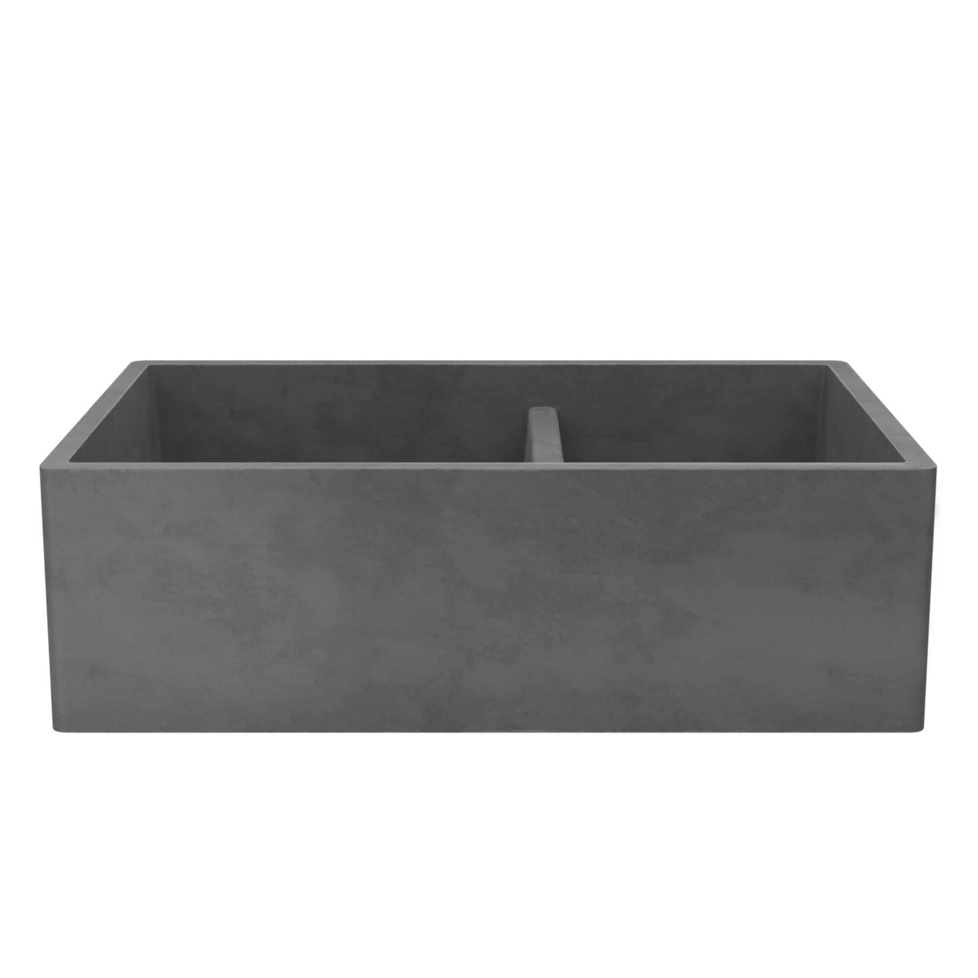 Native Trails Farmhouse Double Bowl 33" NativeStone Concrete Farmhouse Sink, 60/40 Double Bowl, Slate, NSKD3321-S